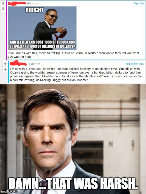 DAMN...THAT WAS HARSH. | image tagged in harsh hotchner | made w/ Imgflip meme maker