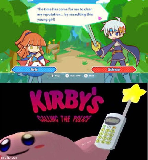 Schezo is done for | image tagged in kirby's calling the police,schezo is a creeper,memes,funny,puyo puyo,kirby | made w/ Imgflip meme maker