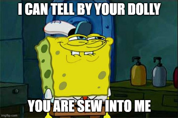 Don't You Squidward Meme | I CAN TELL BY YOUR DOLLY YOU ARE SEW INTO ME | image tagged in memes,don't you squidward | made w/ Imgflip meme maker