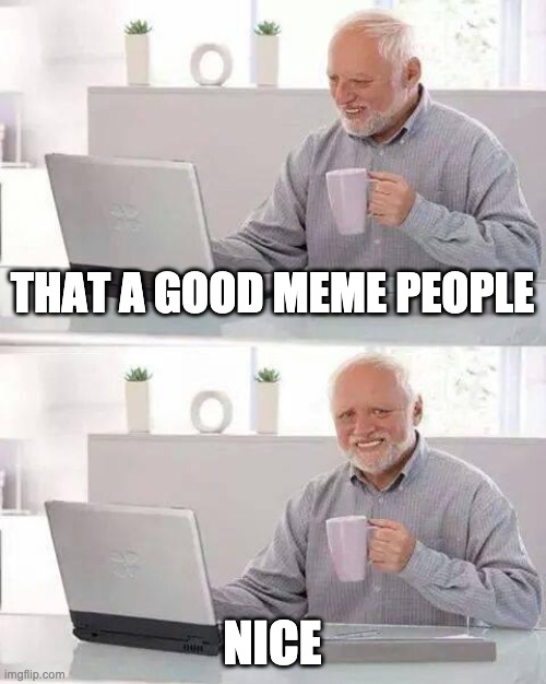 Hide the Pain Harold | THAT A GOOD MEME PEOPLE; NICE | image tagged in memes,hide the pain harold | made w/ Imgflip meme maker