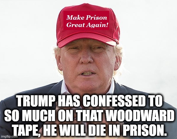 Don't Comment Unless You Are Informed About The Woodward Tape | TRUMP HAS CONFESSED TO SO MUCH ON THAT WOODWARD TAPE, HE WILL DIE IN PRISON. | image tagged in donald trump,tape,confession,traitor,criminal,prison | made w/ Imgflip meme maker