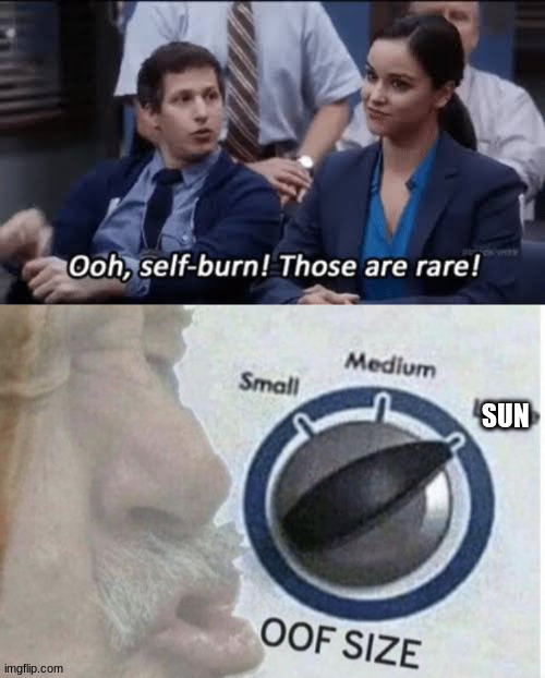 SUN | image tagged in oof size large,ooh self-burn those are rare | made w/ Imgflip meme maker