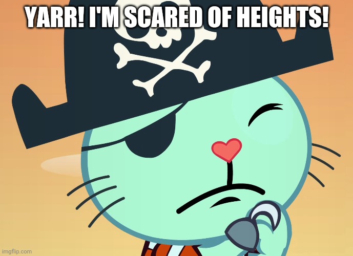 Awww! Poor Russell! | YARR! I'M SCARED OF HEIGHTS! | image tagged in scared russell htf,aww,happy tree friends | made w/ Imgflip meme maker