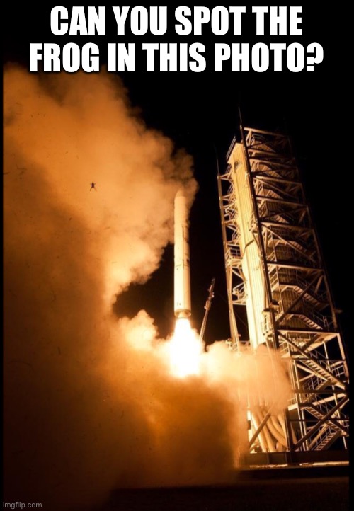 Space frog | CAN YOU SPOT THE FROG IN THIS PHOTO? | image tagged in frog,rocket | made w/ Imgflip meme maker