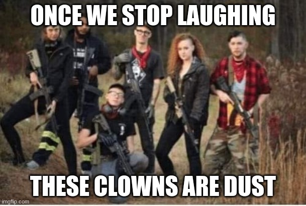 Putting the Special in the ANTIFA Special Forces | ONCE WE STOP LAUGHING; THESE CLOWNS ARE DUST | image tagged in antifa special forces,aint they cute,rose city antifa idiots,thugs,jail them,cuff and stuff | made w/ Imgflip meme maker