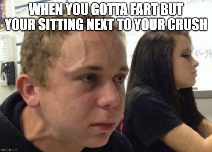 When you haven't told anybody | WHEN YOU GOTTA FART BUT YOUR SITTING NEXT TO YOUR CRUSH | image tagged in when you haven't told anybody | made w/ Imgflip meme maker