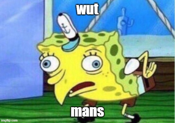 Mocking Spongebob Meme | wut; mans | image tagged in memes,mocking spongebob | made w/ Imgflip meme maker