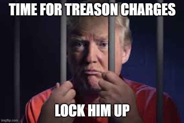 Trump jail | TIME FOR TREASON CHARGES LOCK HIM UP | image tagged in trump jail | made w/ Imgflip meme maker