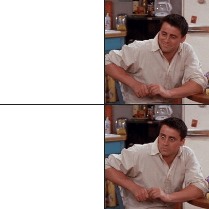 High Quality Delayed Reaction Joey Blank Meme Template