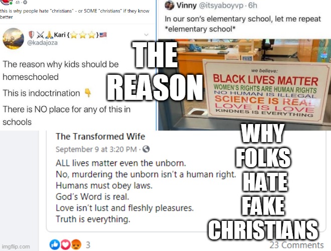The Reason | WHY FOLKS
 HATE FAKE CHRISTIANS; THE REASON | image tagged in fake,fake people,christians,christianity,fascism | made w/ Imgflip meme maker
