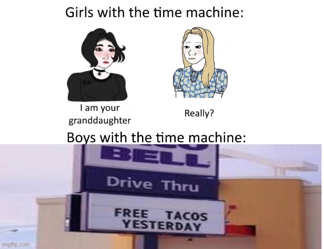 Girls Vs Boys Time Travel Memes Imgflip
