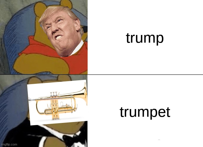 Tuxedo Winnie The Pooh | trump; trumpet | image tagged in memes,tuxedo winnie the pooh | made w/ Imgflip meme maker