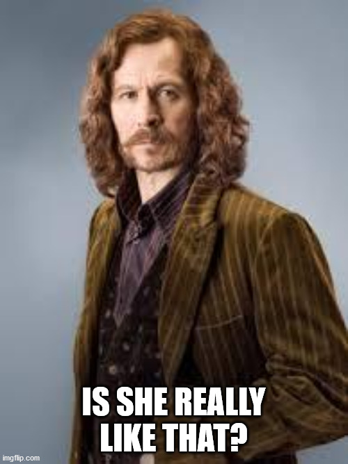 Sirius Black | IS SHE REALLY LIKE THAT? | image tagged in sirius black | made w/ Imgflip meme maker