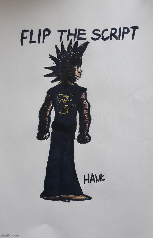 For fans of cobra kai, I made hawk | image tagged in hawk,strike first strike hard no mercy,drawing,trash | made w/ Imgflip meme maker
