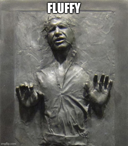 - | FLUFFY | image tagged in han solo frozen carbonite | made w/ Imgflip meme maker