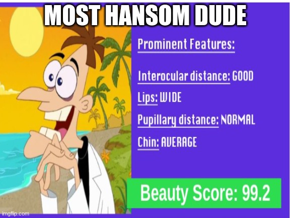 Wow | MOST HANSOM DUDE | image tagged in beautiful | made w/ Imgflip meme maker