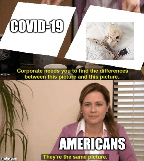 They’re the same thing | COVID-19; AMERICANS | image tagged in they re the same thing | made w/ Imgflip meme maker