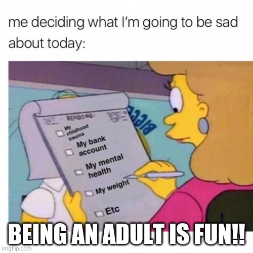 BEING AN ADULT IS FUN!! | made w/ Imgflip meme maker