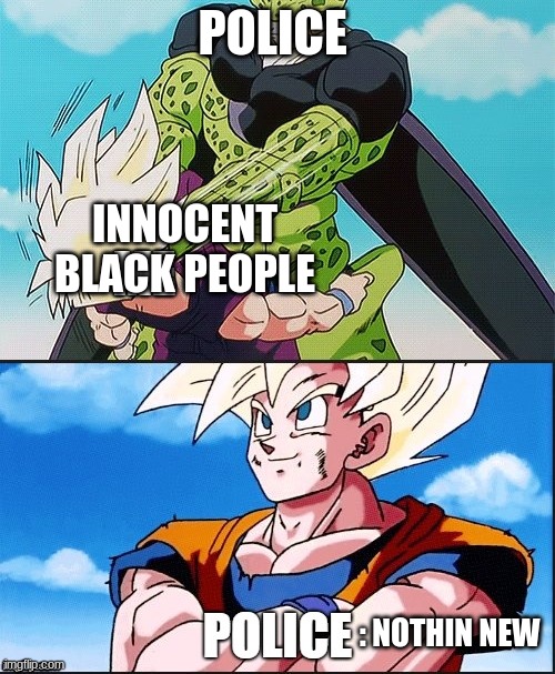 POLICE; INNOCENT BLACK PEOPLE; : NOTHIN NEW | image tagged in dragon ball z,memes | made w/ Imgflip meme maker