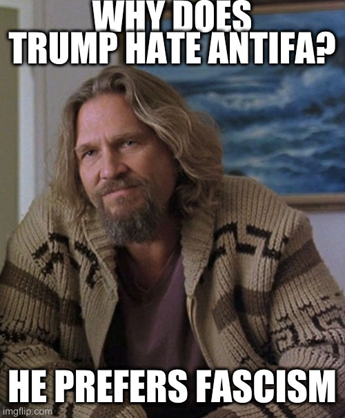 opinion | WHY DOES TRUMP HATE ANTIFA? HE PREFERS FASCISM | image tagged in opinion | made w/ Imgflip meme maker