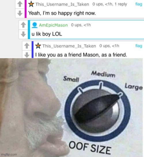 OOF | image tagged in oof size large,mason,roast | made w/ Imgflip meme maker