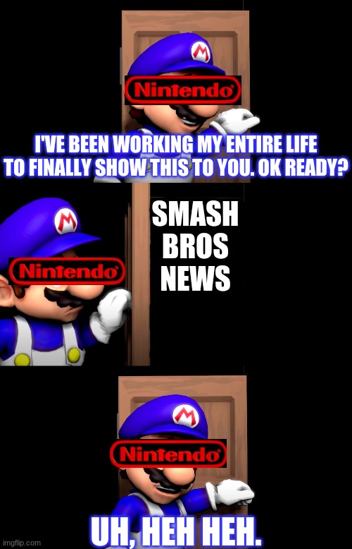 Found a way to show off my new template | SMASH BROS NEWS | image tagged in smg4 door,nintendo,super smash bros | made w/ Imgflip meme maker