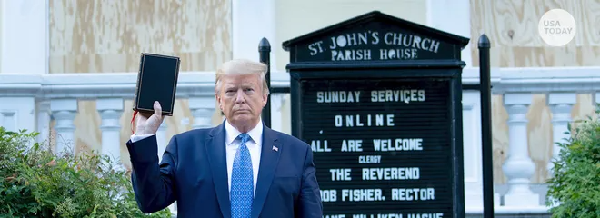 Trump with Bible Wide Blank Meme Template