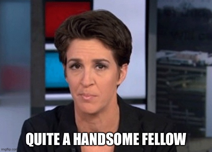 Rachel Maddow  | QUITE A HANDSOME FELLOW | image tagged in rachel maddow | made w/ Imgflip meme maker