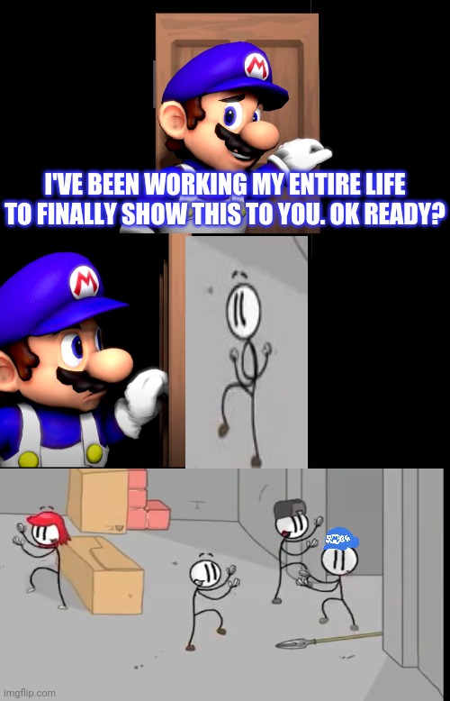 Smg4 got distracted | image tagged in smg4 door,memes,funny,henry stickmin | made w/ Imgflip meme maker