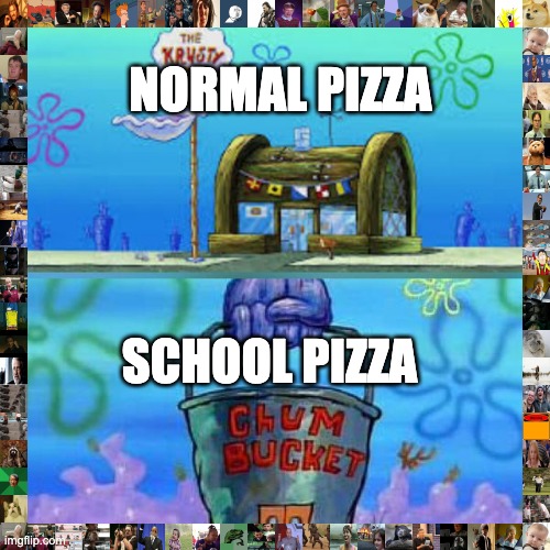 Pizza Is Good (Not School Pizza) | NORMAL PIZZA; SCHOOL PIZZA | image tagged in pizza | made w/ Imgflip meme maker