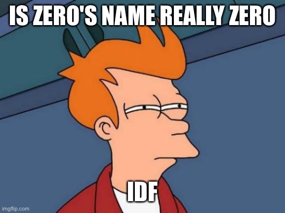 Sorry it was supposed to be idfk | IS ZERO'S NAME REALLY ZERO; IFDK | image tagged in memes,futurama fry | made w/ Imgflip meme maker