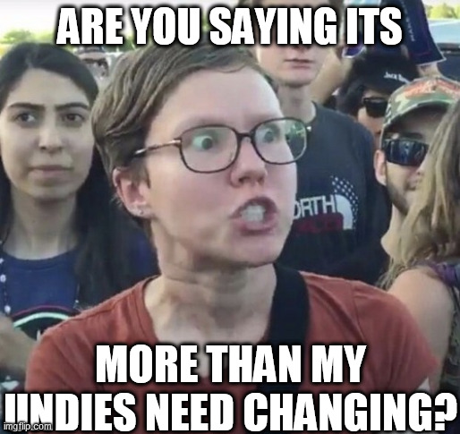 ARE YOU SAYING ITS MORE THAN MY UNDIES NEED CHANGING? | made w/ Imgflip meme maker