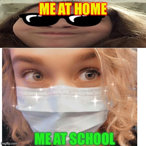 ME AT HOME; ME AT SCHOOL | image tagged in funny,memes | made w/ Imgflip meme maker