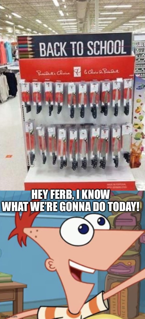 Lol how did they miss this? |  HEY FERB, I KNOW WHAT WE’RE GONNA DO TODAY! | image tagged in you had one job,memes,funny memes,fails,back to school,grocery store | made w/ Imgflip meme maker