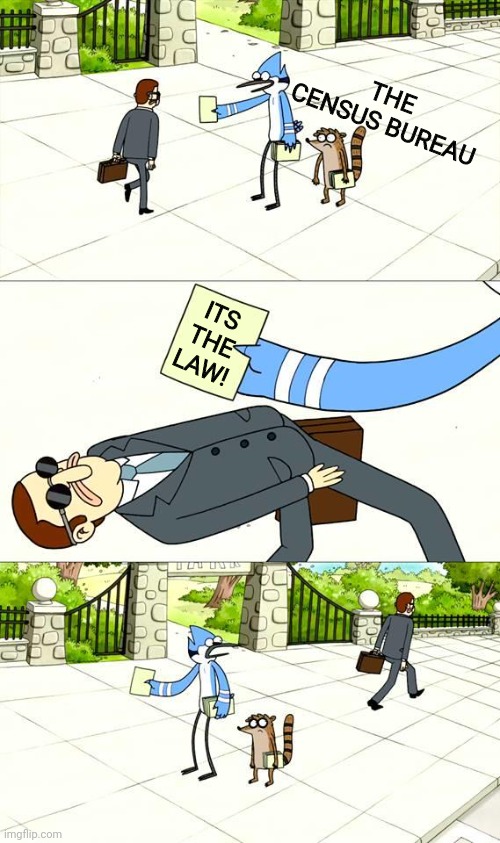 wait thats illegal | THE CENSUS BUREAU; ITS THE LAW! | image tagged in census,dodging the flyer,wait thats illegal | made w/ Imgflip meme maker