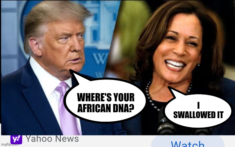 Kamala Harris | WHERE'S YOUR AFRICAN DNA? I SWALLOWED IT | image tagged in kamala harris | made w/ Imgflip meme maker