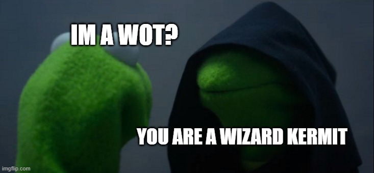 you are a wizard kermit | IM A WOT? YOU ARE A WIZARD KERMIT | image tagged in memes,evil kermit | made w/ Imgflip meme maker