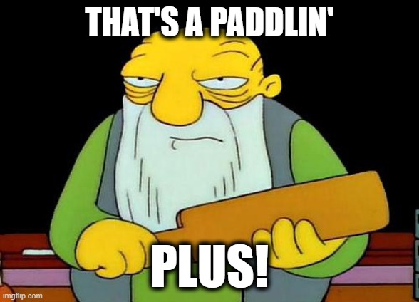 That's a paddlin' Meme | THAT'S A PADDLIN' PLUS! | image tagged in memes,that's a paddlin' | made w/ Imgflip meme maker