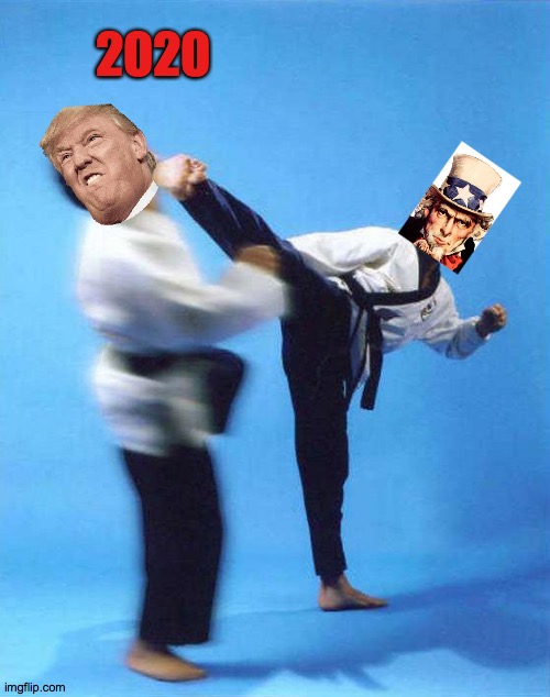 uncle badass | 2020 | image tagged in roundhouse kick chuck norris,trump,saturday,love,2020 | made w/ Imgflip meme maker