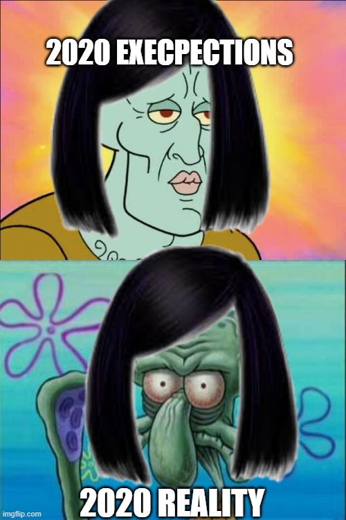 Me in 2020 | 2020 EXECPECTIONS; 2020 REALITY | image tagged in squidward | made w/ Imgflip meme maker