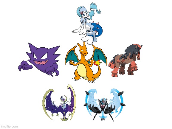 This was my team in pokemon ultra moon | image tagged in blank white template | made w/ Imgflip meme maker
