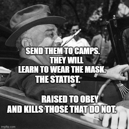 Democrats 2020 Campaign Slogan | SEND THEM TO CAMPS.      THEY WILL LEARN TO WEAR THE MASK. THE STATIST.                                        RAISED TO OBEY AND KILLS THOSE THAT DO NOT. | image tagged in democrats 2020 campaign slogan | made w/ Imgflip meme maker