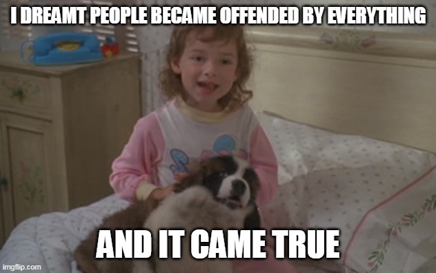 I dreamt people became offended by everything, and it came true | I DREAMT PEOPLE BECAME OFFENDED BY EVERYTHING; AND IT CAME TRUE | image tagged in and it came true,memes,emily newton,beethoven,offended,butthurt | made w/ Imgflip meme maker