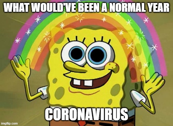 Imagination Spongebob Meme | WHAT WOULD'VE BEEN A NORMAL YEAR; CORONAVIRUS | image tagged in memes,imagination spongebob | made w/ Imgflip meme maker