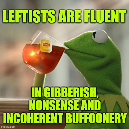But That's None Of My Business Meme | LEFTISTS ARE FLUENT IN GIBBERISH, NONSENSE AND INCOHERENT BUFFOONERY | image tagged in memes,but that's none of my business,kermit the frog | made w/ Imgflip meme maker