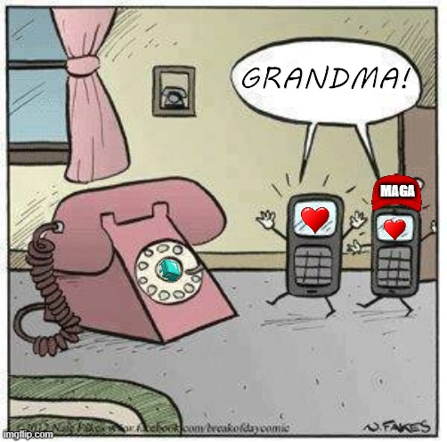 Grandma Bell |  GRANDMA! MAGA | image tagged in grandma phone,mountain bell mama,celly os | made w/ Imgflip meme maker