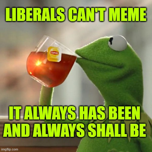 But That's None Of My Business Meme | LIBERALS CAN'T MEME IT ALWAYS HAS BEEN AND ALWAYS SHALL BE | image tagged in memes,but that's none of my business,kermit the frog | made w/ Imgflip meme maker