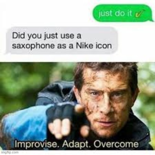 Improvise, Adapt, Overcome | image tagged in memes | made w/ Imgflip meme maker