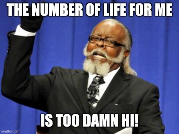 High* I'm a dumbass | THE NUMBER OF LIFE FOR ME; IS TOO DAMN HI! | image tagged in memes,too damn high | made w/ Imgflip meme maker