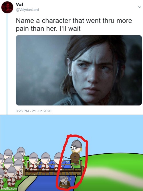 Only 1066 or oversimplified guys would get it | image tagged in name one character who went through more pain than her,oversimplified | made w/ Imgflip meme maker